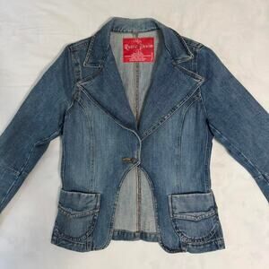 rustic denim vintage blue denim blazer jacket size large